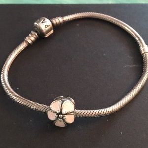 Authentic Pandora pink flower clip